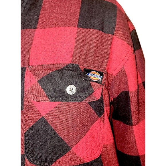 Dickies Barn Jacket Mens M Buffalo Red Plaid Quilted Work Wear Hooded Outdoors - Picture 3 of 6